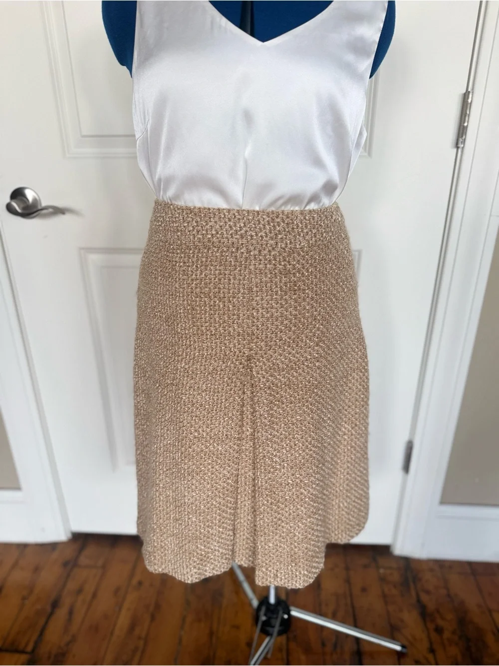 Barneys New York Beige Boucle Tweed Skirt